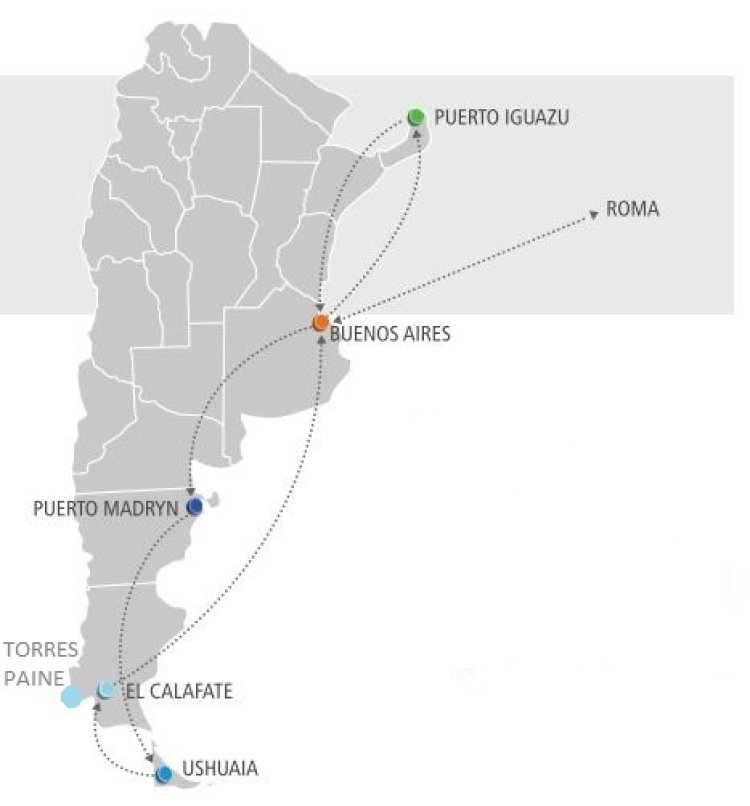 Mappa viaggi-patagonia
