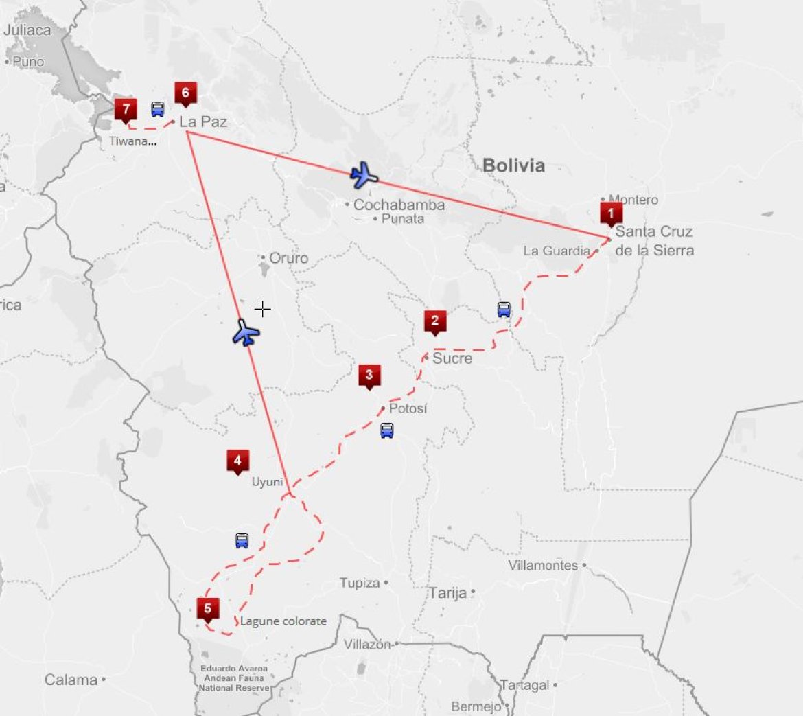 Mappa viaggi-bolivia